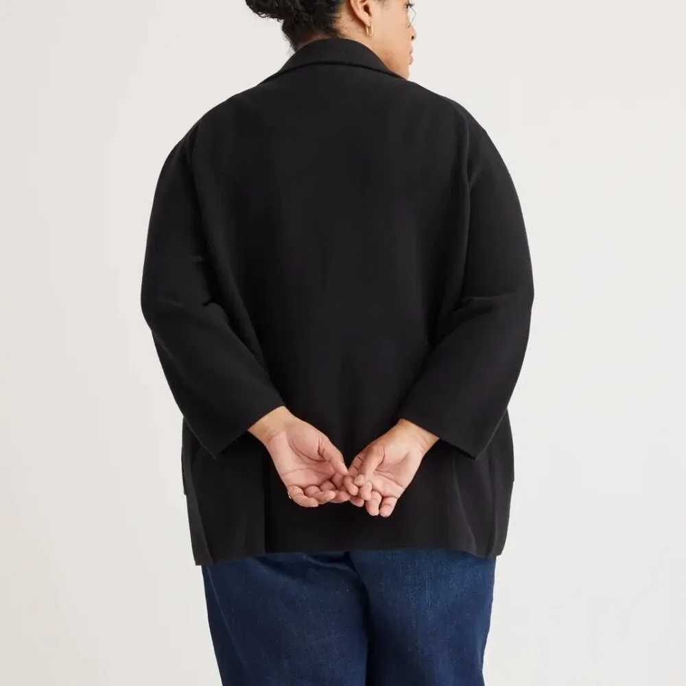 Quince 100% Organic Cotton Knit Blazer in Black Size 2X - Picture 3 of 8